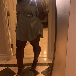 Satin light green dress